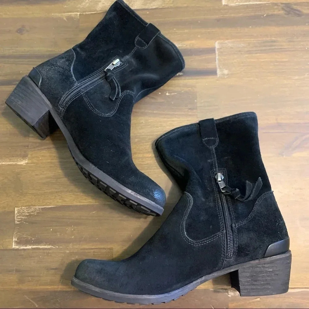 Ugg Briar Ankle Boots Booties Suede Leather Heeled Slouchy Size 7 1/2 - Picture 6 of 10